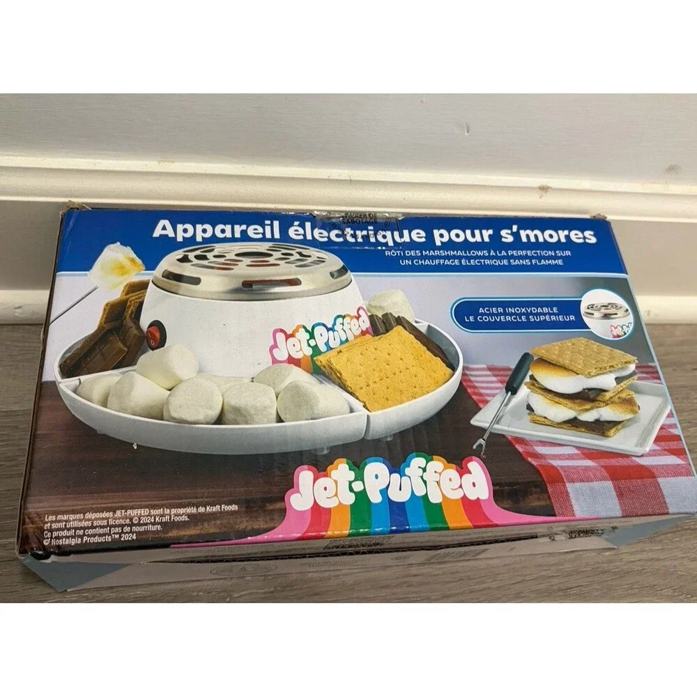 Jet-Puffed Electric S'mores Maker Nostalgia Flameless Indoor Tabletop Appliance